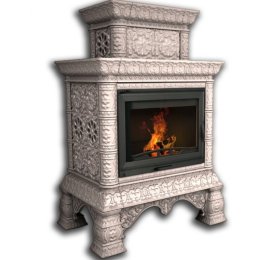 Каминная облицовка КимрПечь Кострома центральная двухъярусная Белый